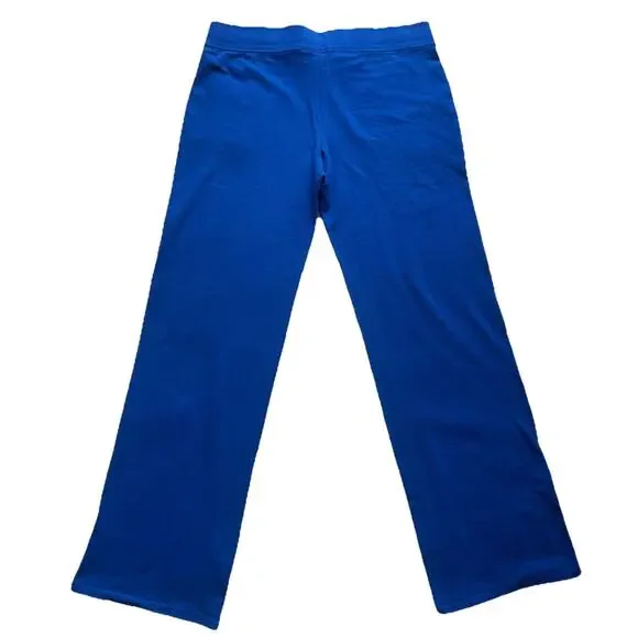 Y2K Hollister Blue Sweatpants Size M Logo Flare Leg Wide Leg Preppy Loungewear - Picture 3 of 10